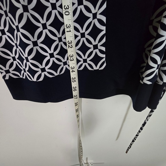 Michael Michael Kors Wrap Dress Womens XS Navy White Geometric Link Office - Picture 8 of 10